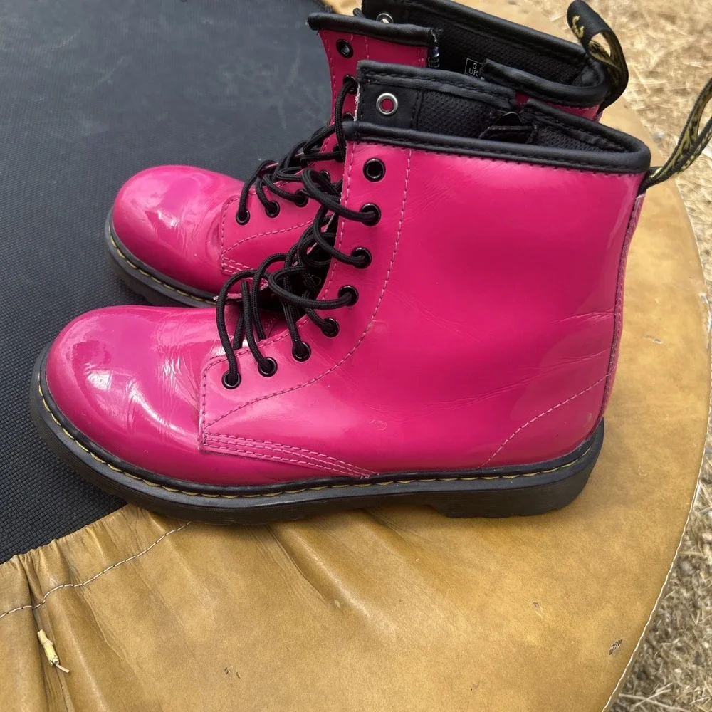 Dr. Martens 1460 J Youth Girls Size 4 Euro 36 Leather Zip Boots Hot Pink Doc